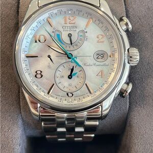 SOLD Citizen Eco-Drive Silver & Rose Gold  Chronograph Watch GIFT READY!